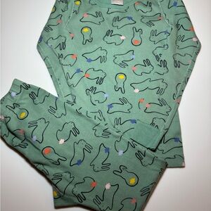 Hanna Andersson Green Bunny Print Kids Pajamas